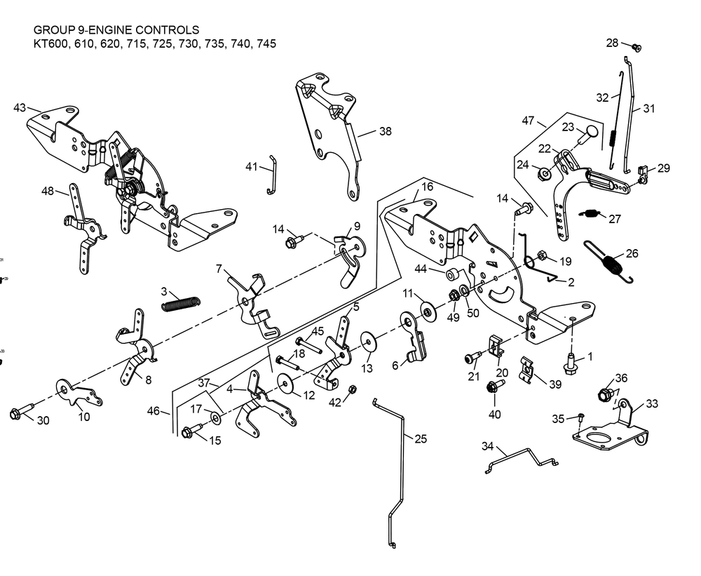 Kt715-3066 Engine Controls Diagram and Parts List for KT715-3066  Cub Cadet Engine